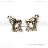 Charm double-face phon e forbici in metallo argento antico 19x11mm