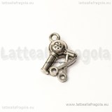 Charm double-face phon e forbici in metallo argento antico 19x11mm