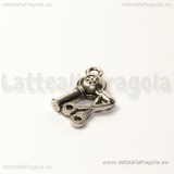 Charm double-face phon e forbici in metallo argento antico 19x11mm