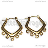 Creole Rombo in Acciaio Dorato con anellini per charms 24.5x21.5x3mm
