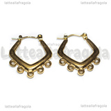Creole Rombo in Acciaio Dorato con anellini per charms 24.5x21.5x3mm