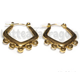 Creole Rombo in Acciaio Dorato con anellini per charms 24.5x21.5x3mm