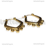 Creole Rombo in Acciaio Dorato con anellini per charms 24.5x21.5x3mm