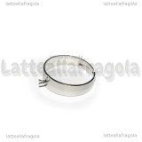 Base Anello regolabile in Acciaio Inox con anellino per charms