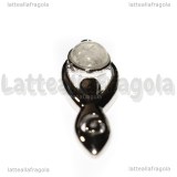 Ciondolo Dea Madre in metallo argentato con Quarzo Ialino 45x16mm