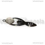 Ciondolo Dea Madre in metallo argentato con Quarzo Ialino 45x16mm