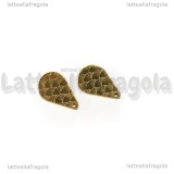 Coppia Perni Goccia Lavorata a onde in Acciaio Inox Dorato 16x10mm 