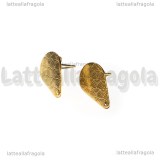 Coppia Perni Goccia Lavorata a onde in Acciaio Inox Dorato 16x10mm