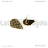 Coppia Perni Goccia Lavorata a onde in Acciaio Inox Dorato 16x10mm