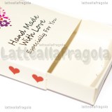 Scatola in Cartone Bianco Fantasia Cuori Handmade with Love 7x5x0.5cm