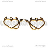 Ciondolo Cuore diavoletto in Acciaio dorato 19x15.5mm