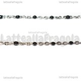 1 Metro Catena Rosario Nero Smaltato in Acciaio Inox 2.5x2mm