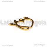 Ciondolo Cuore diavoletto in Acciaio dorato 19x15.5mm