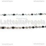 1 Metro Catena Rosario Nero Smaltato in Acciaio Inox 2.5x2mm