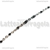 1 Metro Catena Rosario Nero Smaltato in Acciaio Inox 2.5x2mm
