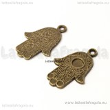 Charm mano di fatima in metallo color bronzo 23x15mm