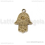 Charm mano di fatima in metallo color bronzo 23x15mm