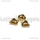 Ciondolo Cuore 3D in Acciaio Inox Dorato 11x9x4mm