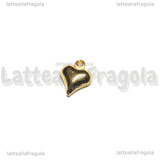 Ciondolo Cuore 3D in Acciaio Inox Dorato 11x9x4mm