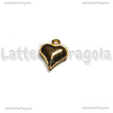 Ciondolo Cuore 3D in Acciaio Inox Dorato 11x9x4mm