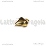 Ciondolo Cuore 3D in Acciaio Inox Dorato 11x9x4mm