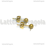 Coppia Orecchini a perno in Acciaio Inox Dorato con Pallina Puntinata da 4mm 