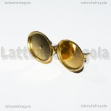 Coppia orecchini a perno in Acciaio inox dorato base ovale 14x10mm