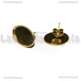 Coppia orecchini a perno in Acciaio inox dorato base ovale 14x10mm