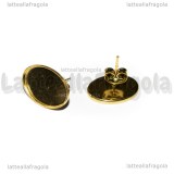 Coppia orecchini a perno in Acciaio inox dorato base ovale 14x10mm