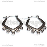 Creole Rombo in Acciaio con anellini per charms 24.5x21.5x3mm