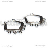 Creole Rombo in Acciaio con anellini per charms 24.5x21.5x3mm