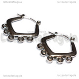 Creole Rombo in Acciaio con anellini per charms 24.5x21.5x3mm
