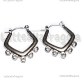 Creole Rombo in Acciaio con anellini per charms 24.5x21.5x3mm