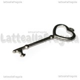 Ciondolo Chiave Cuore in Acciaio Inox 50x18mm