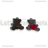 Ciondolo Orsetto in Acciaio Inox e cuore smaltato 12x13.5mm