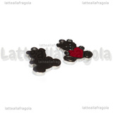 Ciondolo Orsetto in Acciaio Inox e cuore smaltato 12x13.5mm