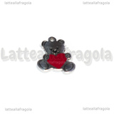 Ciondolo Orsetto in Acciaio Inox e cuore smaltato 12x13.5mm