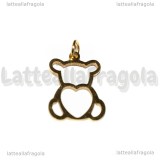 Ciondolo Orsetto con Cuore in acciaio inox dorato 22x14mm