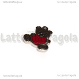 Ciondolo Orsetto in Acciaio Inox e cuore smaltato 12x13.5mm