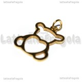 Ciondolo Orsetto con Cuore in acciaio inox dorato 22x14mm