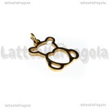 Ciondolo Orsetto con Cuore in acciaio inox dorato 22x14mm