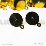 5 Coppie Perni base piatta 15mm con asola in metallo gold plated
