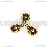 Ciondolo Coccinella 3D in Acciaio Inox Dorato 13.5x8.5x4mm