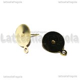 5 Coppie Perni base piatta 15mm con asola in metallo gold plated
