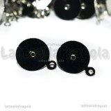 5 Coppie Perni base piatta 15mm con asola in metallo argentato
