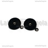 5 Coppie Perni base piatta 15mm con asola in metallo argentato