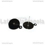5 Coppie Perni base piatta 15mm con asola in metallo argentato