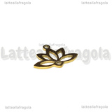 Ciondolo Fiore di Loto in Acciaio Inox Dorato 14x18.5x1mm