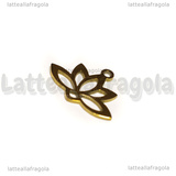 Ciondolo Fiore di Loto in Acciaio Inox Dorato 14x18.5x1mm