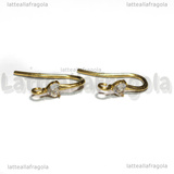 Coppia Monachelle in Acciaio Inox Dorato Strass Cuore Cristal 17x13x3.5mm 